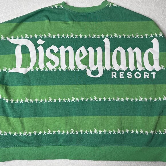 Disneyland Mickey and Friends Spirit Jersey Sweatshirt Disneyana Green Stripe XL - Picture 2 of 11